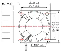 High CFM Fan 3015 30 mm x 30 mm x 15 mm