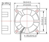 High CFM Fan 3015 30 mm x 30 mm x 15 mm